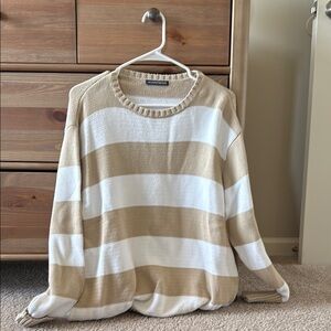 Striped Beige and White Brandy Melville Sweater